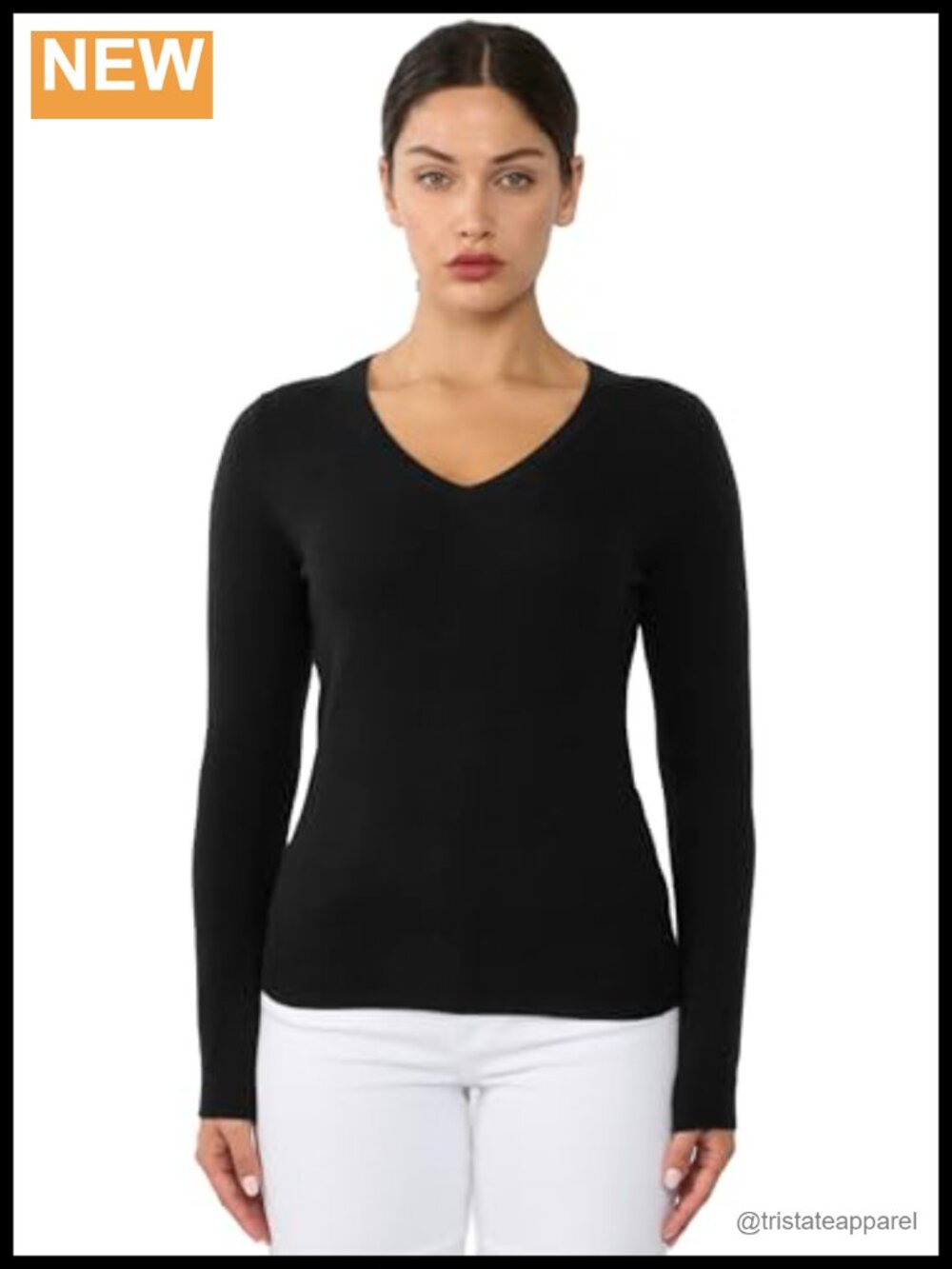 100% Pure Cashmere Long Sleeve V-Neck Pullover Sweater